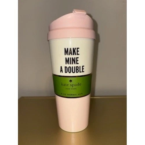 Taza térmica Kate Spade Make Mine A Double 18 oz rosa blanco verde Foto 1 de 1