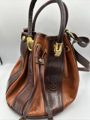 Bolso de Hombro Marino Orlandi Cuero Marrón con Cordón Cubo; Italia Foto 1 de 4