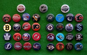NHL Hockey All 32 Teams - 1" Pinback Buttons - Picture 1 of 4