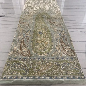 Pottery Barn Table Runner Cotton Linen Paisley Greens Blues 18 x 108" 4310074 - Picture 1 of 8
