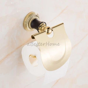 Euro Fashion Gold Toilet Paper Holder Bathroom Tissue Wall Mounted Storage Rack - Picture 1 of 4