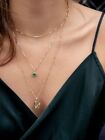 Billion Cut Syn Smaragd mehrschichtige Kette Halskette 925 SS Party Wear Schmuck