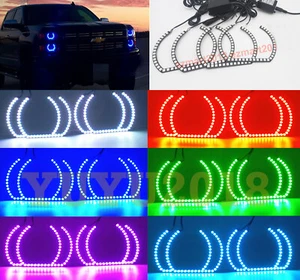 Anillos de halo LED RGB para Chevrolet Silverado 07-14 faro estilo U Bluetooth DRL - Imagen 1 de 12