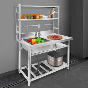 Küche Gastronomie Spüle Edelstahl Spülbecken Waschtisch mit Waschbecken Links - Bild 1 von 19