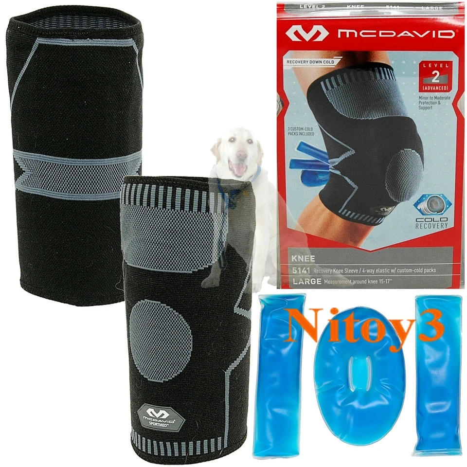 Mcdavid Recovery Knee Compression Elastic Sleeve w/Cold Packs Men Knee: 15-17" - Image 1 of 1