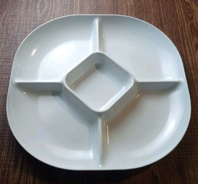 Macy's THE CELLAR Lattice Melamine White five section deep tray - Image 1 of 4