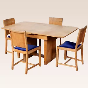 Art Deco Esstisch Eiche und 4 Stühle Intarsien Nussbaum - Bild 1 von 20