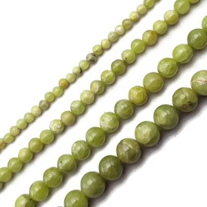 Cuentas redondas lisas de peridoto verde tamaño 4 mm 6 mm 8 mm 10 mm 15,5"" cadena - Imagen 1 de 3