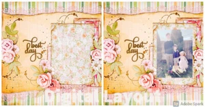 LAYOUT DIGITALE - Best Day Primavera Fiori Shabby Chic Fantasia Scrapbook Pagina JPEG - Foto 1 di 5