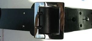 DOUBLE 2 HOLE TWIN PRONG LEATHER MILITARY OFFICER ARMY GUN HOLSTER GARRISON BELT - Picture 1 of 22