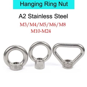 Hanging Ring Nut A2 Stainless Steel M3 M4 M5 M6 M8 M10-M24 Internal Thread Bolt - Picture 1 of 13