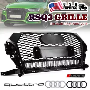 For Audi Q3 2016-2018 Grille RSQ3 Style Glossy Honeycomb Mesh Bumper US STOCK - Picture 1 of 8