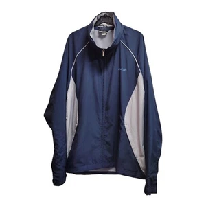 Reebok Jacket Blue White Windbreaker Full Zip Roll-Up Hoodie Size XL - Picture 1 of 14