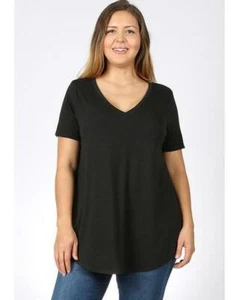 Camiseta Top Keeping It Cómoda Manga Corta Cuello en V en Negro - Imagen 1 de 2