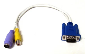 NEW VGA SVGA TO TV RCA S-VIDEO CABLE ADAPTER FOR LAPTOP PC - Picture 1 of 1