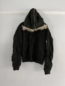 Fred Perry Hooded Bomber Jacket Medium Padded Hunting Green Excellent Condition - Picture 1 of 15