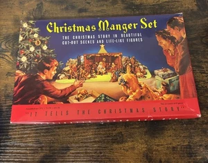 Vintage Christmas Manger Set Nativity Cardboard Cut Out Stand Up 7256 - Picture 1 of 6