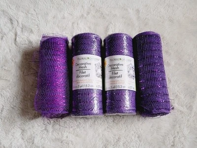 Floral Garden Decorative Metallic Mesh Purple Shimmer Mesh 5 yards Each LOT of 4 - Image 1 of 2