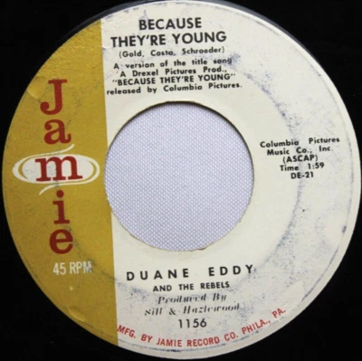 DUANE EDDY REBEL WALK / BECAUSE THEY'RE YOUNG 45 7" RECORD *QUICK SHIP* - Image 1 of 2