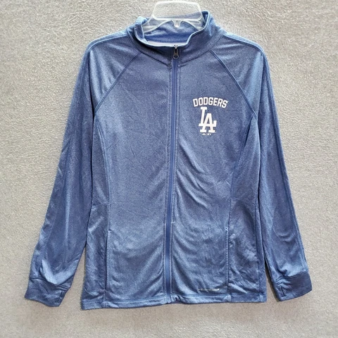 Los Angeles Dodgers Women Sweatshirt XL Blue Majestic Therma Base Full Zip Cover