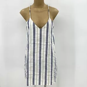 Nuovo! Abito stile junior adolescente misto lino medio cotone a righe racerback - Foto 1 di 8