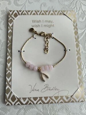 VERA BRADLEY Gold  Wrap Pink Wishbone  BRACELET MSP $32.00 - Image 1 of 4