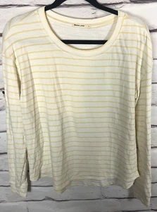 NWOT Marine Layer Women's Size L Yellow/White Striped Long Sleeve Shirt - Picture 1 of 5