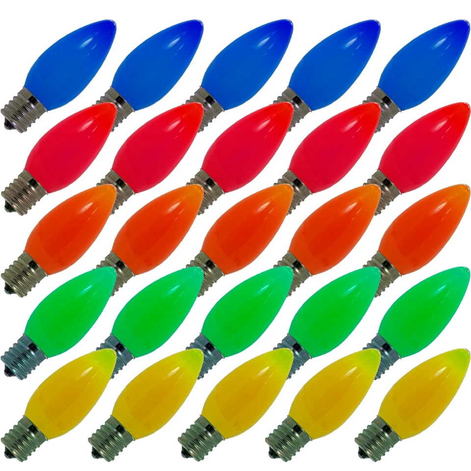 LED Multi-Color Solid Ceramic Light Bulbs, C9 Steady Xmas Lights, 1 Box Of 25 - Image 1 of 4