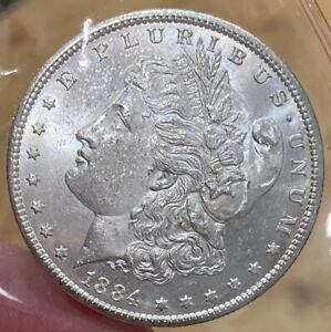 1884-CC Morgan Silver Dollar Silver Coin, Choice BU++ Lustrous White Blazer 