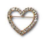 Rose Gold Finish Created Diamond Heart Design Brooch