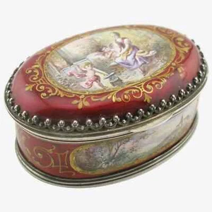 An Austrian antique late 19th-century Vienna silver enamel snuff box - Picture 1 of 23