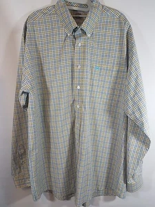 Cinch Mens Shirt Long Sleeve Check Blue Yellow Size XL Button Down Up Cotton - Picture 1 of 7