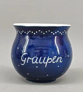 99845638-a Bürgel Topf Graupen-Topf blau-weiß Engobe Malerei H13cm Thüringen - Bild 1 von 4