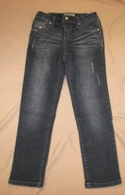 Girls Mudd Skinny Stretch Jeans with Rhinestone Trim - 6X - Image 1 of 4