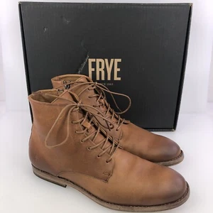Frye Men's Chris Lace Up Leather Fashion Boots Tan Side Zip Shoes - Picture 1 of 8