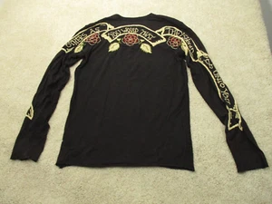 Johnny Was Joystick Embroidered Long Sleeve T Shirt Mens Small Black - Picture 1 of 8