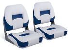 NORTHCAPTAIN Deluxe White/Pacific Blue Low Back Folding Boat Seat, 2 Seats