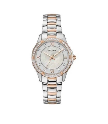 Bulova Women's Crystal Quartz Gemmed Gold Stainless Steel Watch 33 MM 98L304 - Image 1 of 2