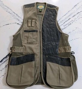 Vintage Cabela's Hunting/Shooting Vest Men's Medium Leather Canvas Mesh - Nice - Picture 1 of 12