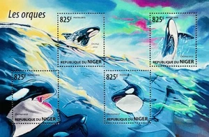NIGER THE ORCAS STAMPS SHEET MNH 2015 WHALES MARINE LIFE ANIMALS KILLER WHALE - Picture 1 of 1
