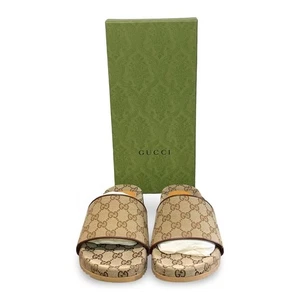 Sandalia Gucci GG de Lona Beige Monograma - Para Hombre Talla 5 - Ligeramente Usada con Caja - Imagen 1 de 10