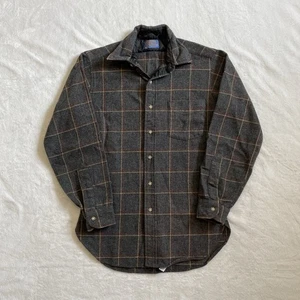 Vintage Pendleton Flannel Men’s Small Tall Charcoal Gray Virgin Wool Made In USA - Picture 1 of 8