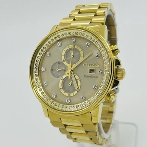 Citizen Nighthawk Men's Chronograph Eco-Drive Gold Steel 42mm Watch FB3002-53P - Picture 1 of 8