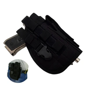 Tactical Belt Military Molle Right Hand Pistol Holster Gun Bag Flashlight Pouch - Picture 1 of 13