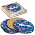4 x Round Coaster Name Weston Letter Lettering