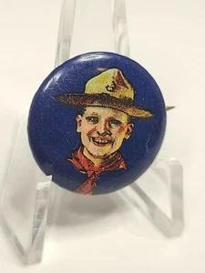 FRÜHE PFADFINDER BUTTON PFADFINDER PORTRAIT in BLAUTON 1" ANTIKE ANSTECKNADEL - Bild 1 von 8