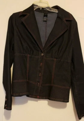 Chaqueta vaquera oscura para mujer Bisou Bisou talla 12 ¡Labios en botones! Foto 1 de 4