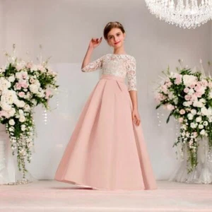 Flower Girl Dress Size 10 Ball Gown Princess Floor Length Junior Bridesmaid Pink - Picture 1 of 6