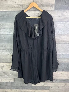 Lovedrobe Damen Playsuit Größe UK 28 Schwarz Dobby Rüschen Langarm Rüschen - Bild 1 von 10