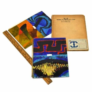 Antique SALESMAN SAMPLE(?) Painted Tile/Panel "COLUMBIAN ART METAL WORKS" (6of8) - Picture 1 of 9